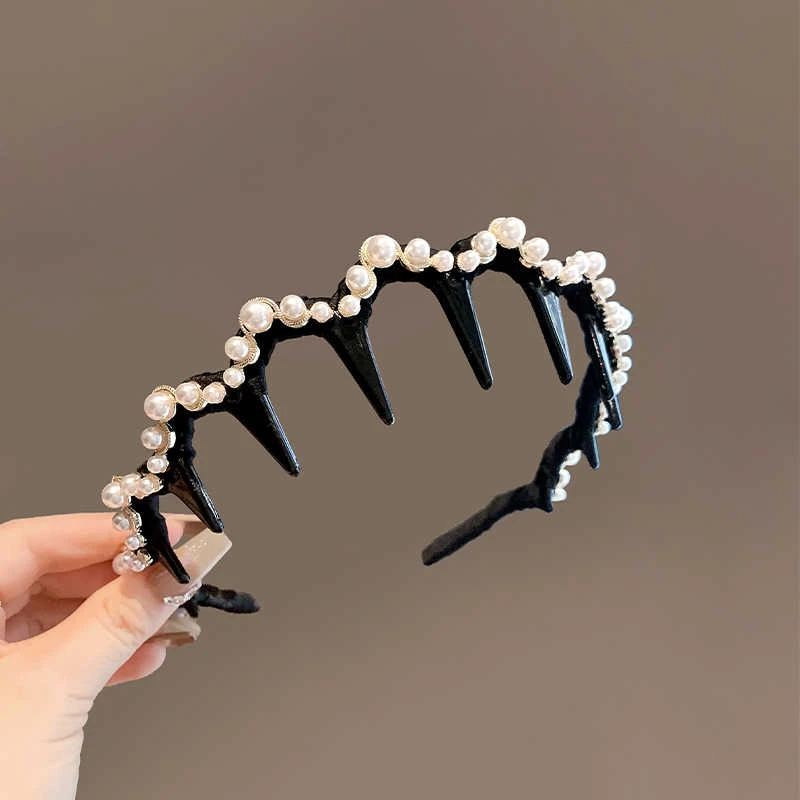 珍珠倒插精致碎发防滑发箍2025发饰时尚百搭洗脸压发头箍上班族女