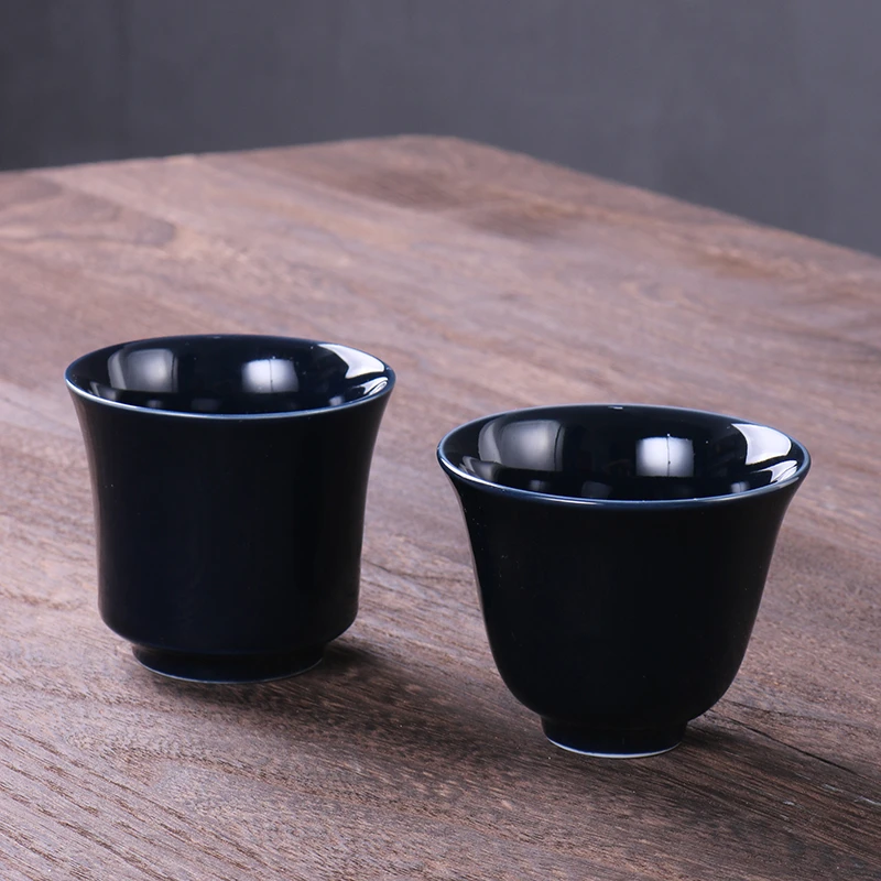 陶瓷茶杯主人杯特价品茗杯功夫茶具 喝水杯套装简约纯色斗笠杯
