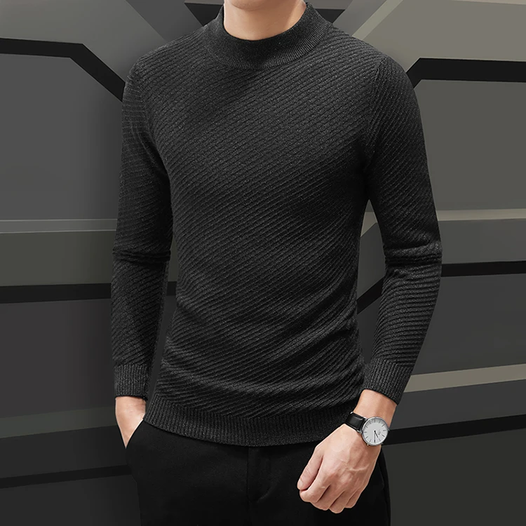 秋冬半高领男士毛衣2025新款修身中领针织打底衫男装长袖毛衫上衣