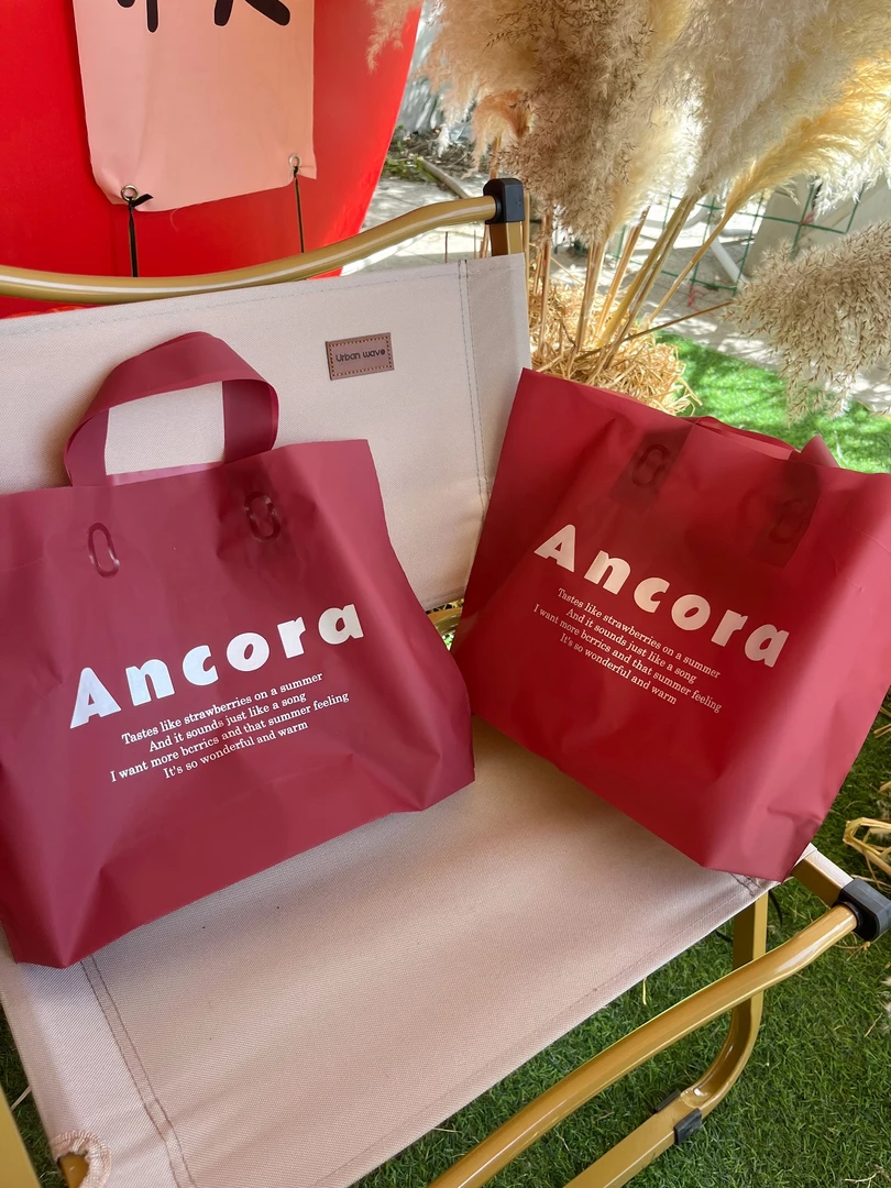 安可拉红新款磨砂手提袋服装店塑料袋礼品服装店袋子定制网红加厚