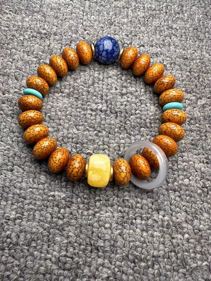 星月手串12➕左右 回流算盘籽 包浆玻璃底