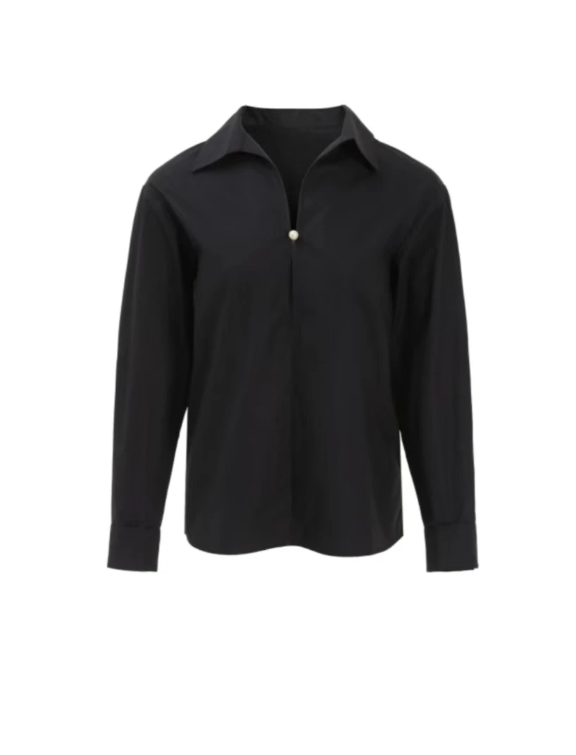 早秋醋酸缎面衬衫衬衫女新款洋气Polo领长袖内搭打底衫0183