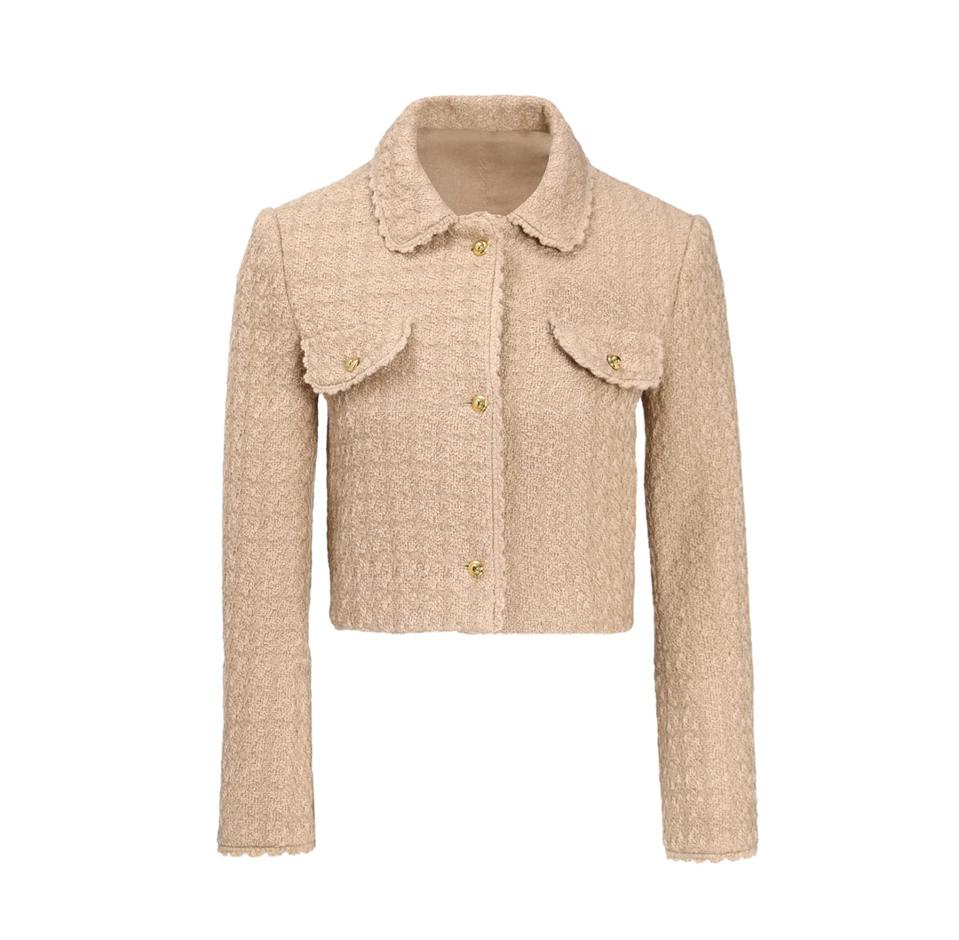 气质甜美减龄翻领百搭高级感时尚短外套MEJ2309-WT42Z（0079）