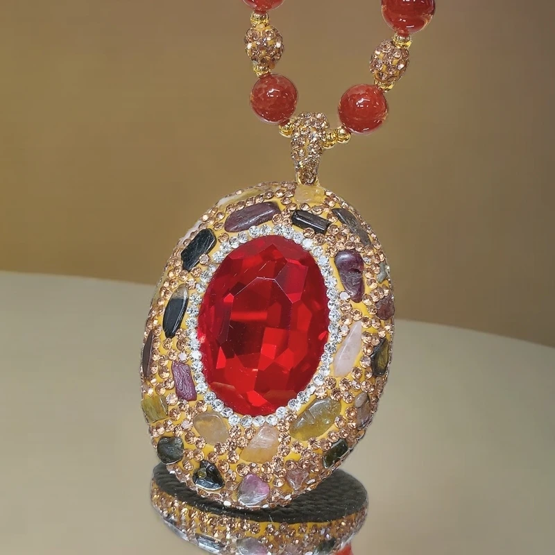 729 新款设计红色切面奢华毛衣链