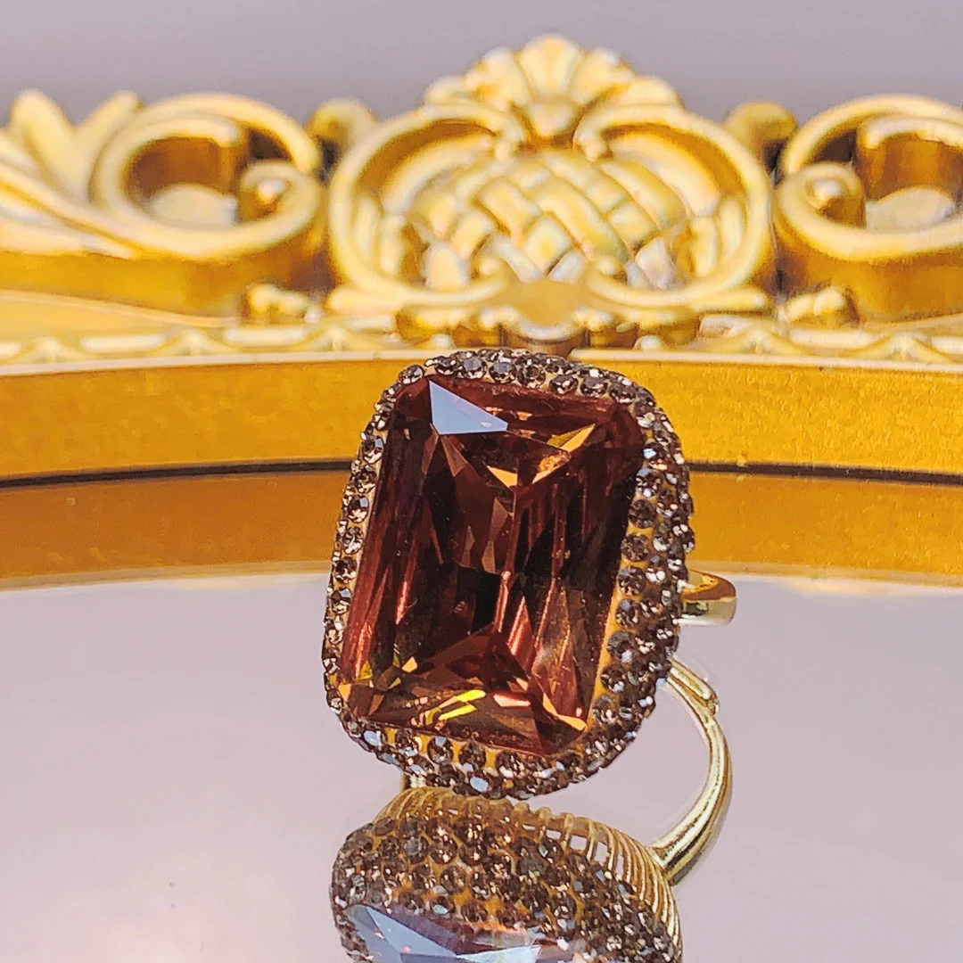 铜合金戒指 饰品轻奢设计美拉德苏丹手工重工石戒指女首饰指环