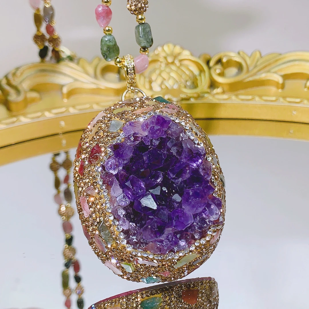 铜合金项链 616复古宫廷风深紫色奢华毛衣链