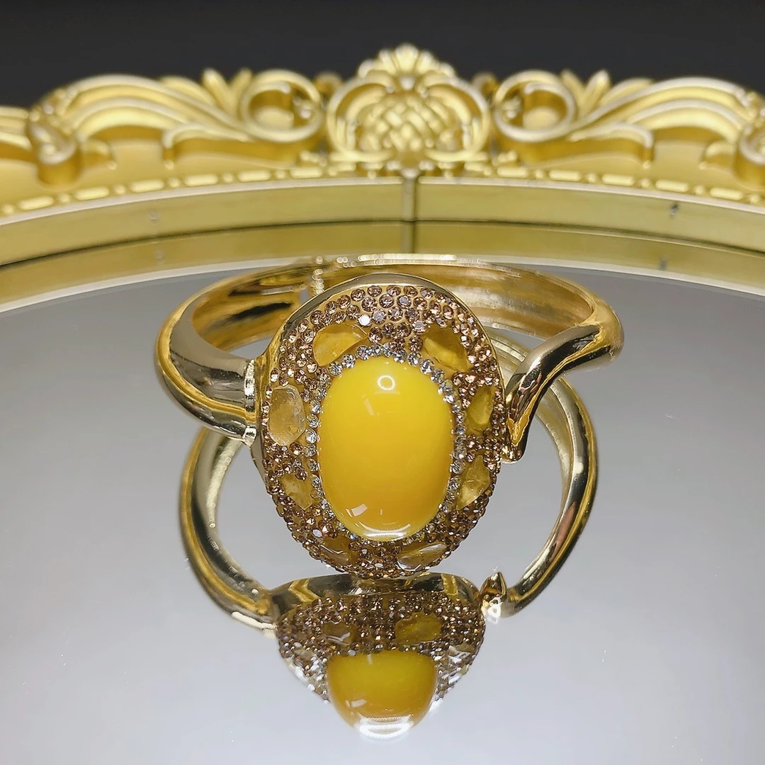 铜合金手镯 253经典复古黄色椭圆手镯