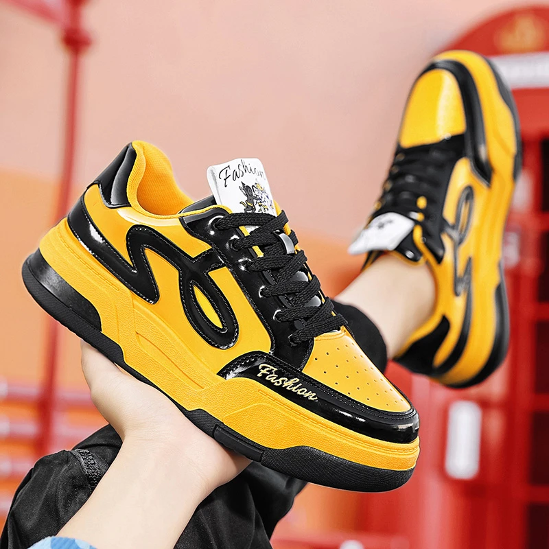 欧洲站皮面男士板鞋2024秋季新款运动时尚百搭休闲经典厚底熊猫鞋