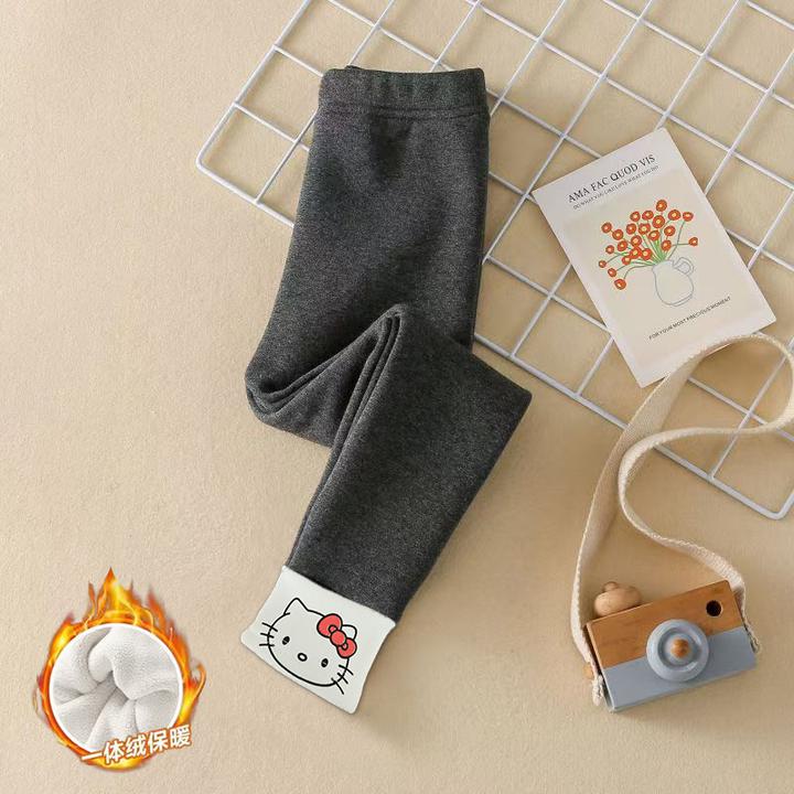 女童加绒打底裤秋冬款2024新款宝宝洋气冬季儿童装一体绒裤子冬装