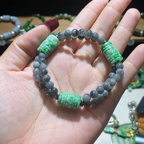 【闪购商品】翡翠手串银S925镶嵌翡翠手串