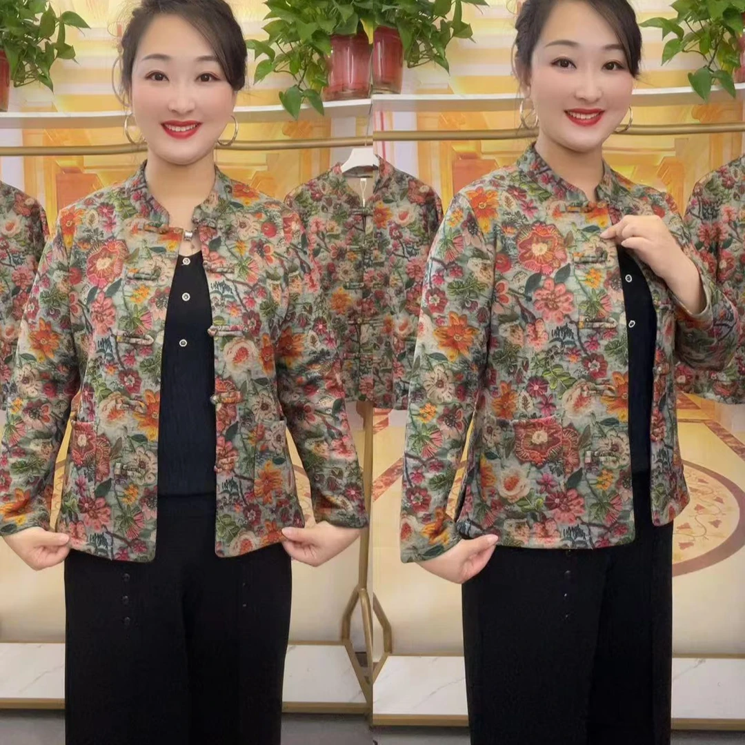 冬季单色加绒盘扣外套436-891