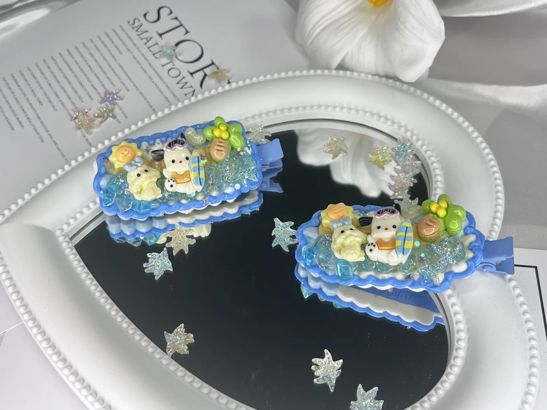 手工DIY创意时尚奶油胶发夹精致美观少女树脂饰品