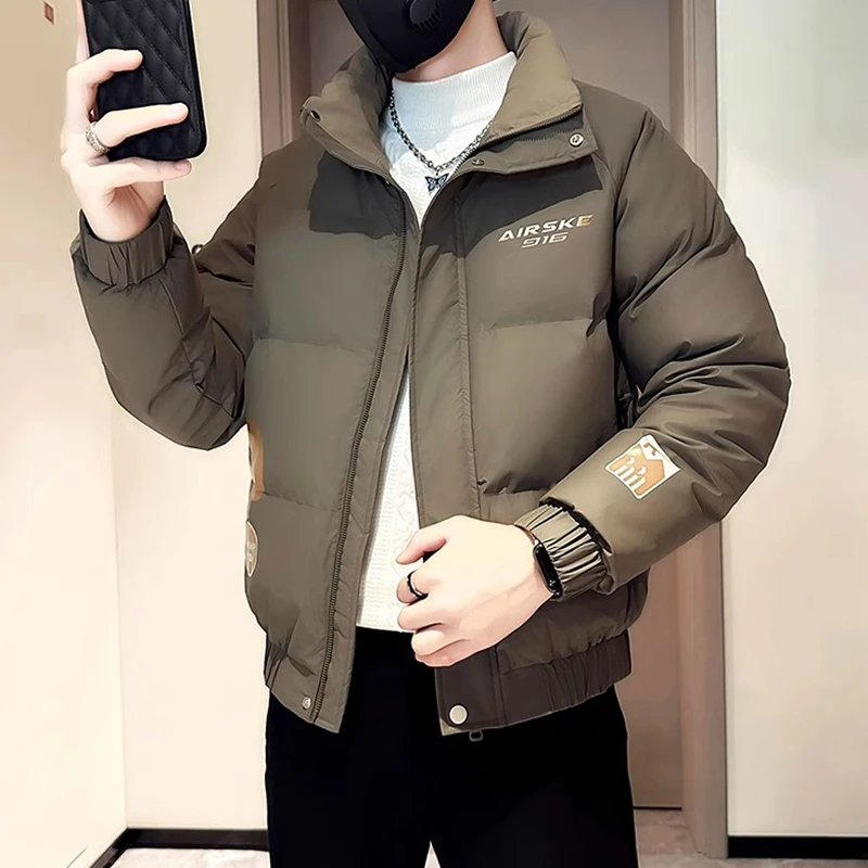 潮牌轻奢高端男士外套男秋冬款男装潮流棉服加厚立领工装棉衣男款