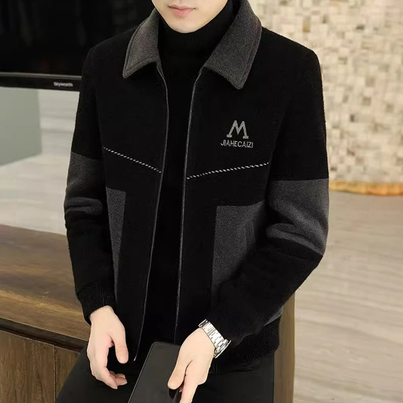 潮牌轻奢高端男士外套男秋冬款男装加绒加厚毛呢子大衣夹克外套男