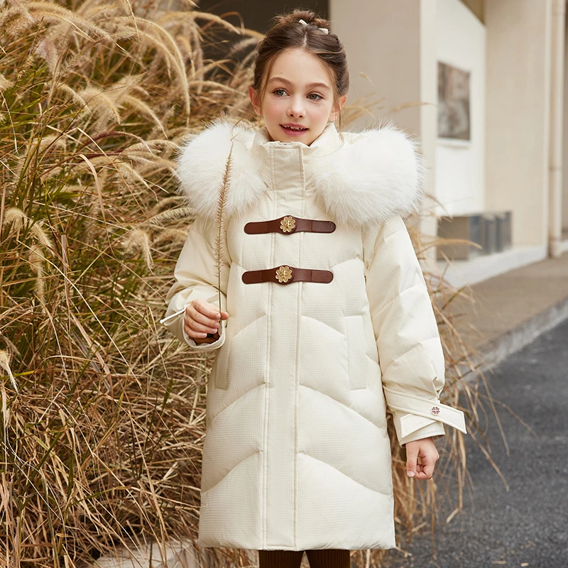 儿童羽绒服女童中长款2024新款韩版洋气中大童加厚羽绒丝童装外套