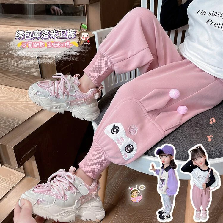 男女童裤子春潮款女孩儿童洋气休闲春装春秋春季宽松外穿运动卫裤