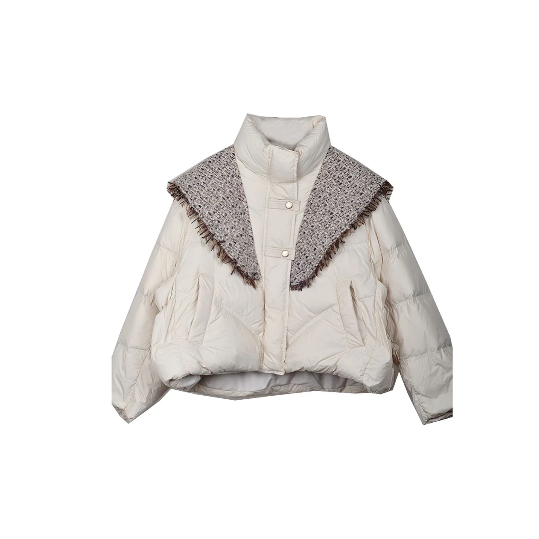 大码女装羽绒服短款时尚休闲百搭拼接冬季（WT161）