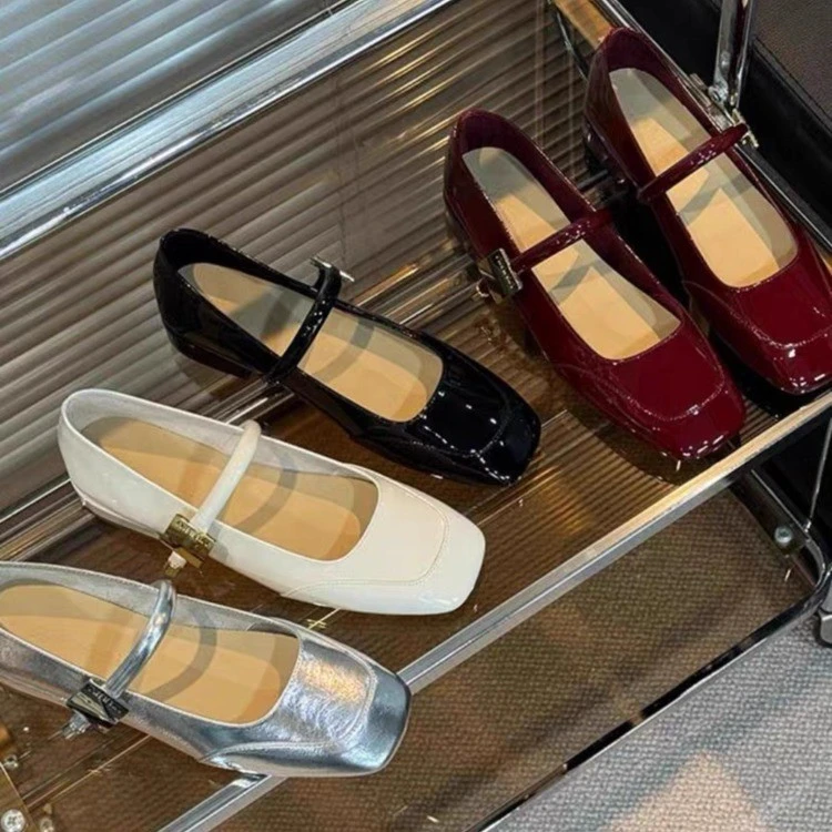 鞋子女鞋皮鞋单鞋百搭夏季平底方头温柔跟鞋