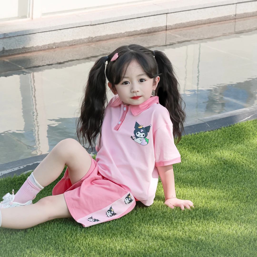 女童短袖运动套装夏季2025新款库洛米儿童装薄款衣服洋气宝宝夏装