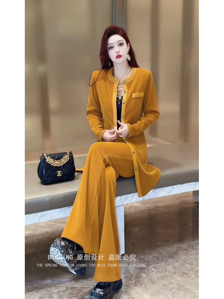 【经典C位】秋冬加厚显瘦拼皮坑条绒套装