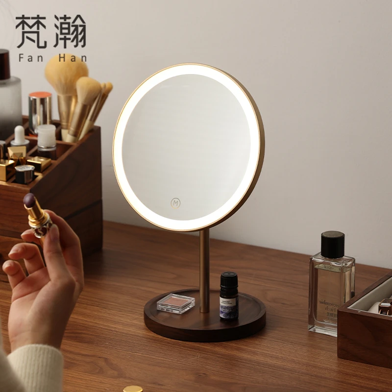 FANHAN/梵瀚实木桌面台式化妆镜简约卧室梳妆台高清美妆镜家用