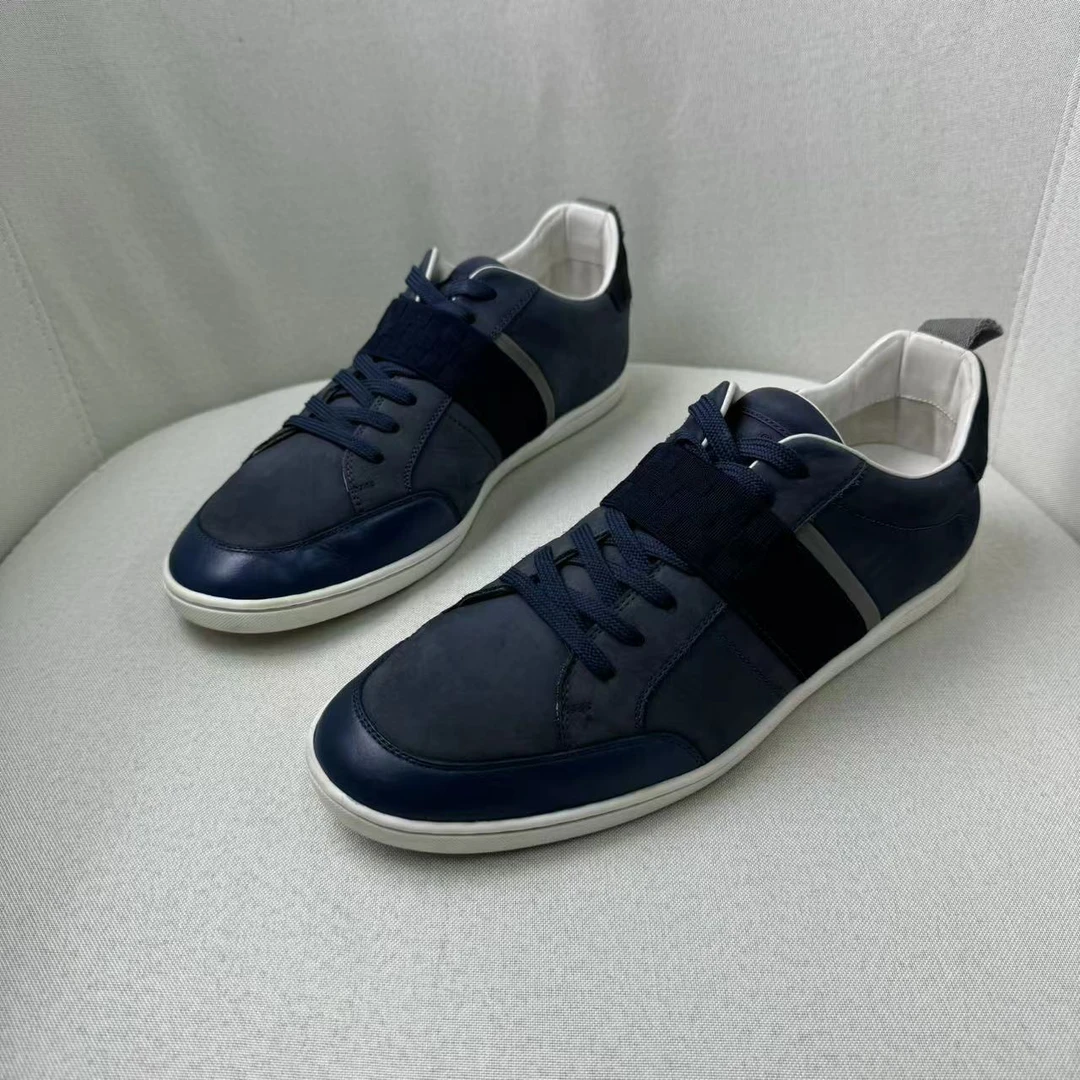 95新 LouisVuitton/路易威登 深蓝色棋盘格舒适休闲低帮板鞋/40欧