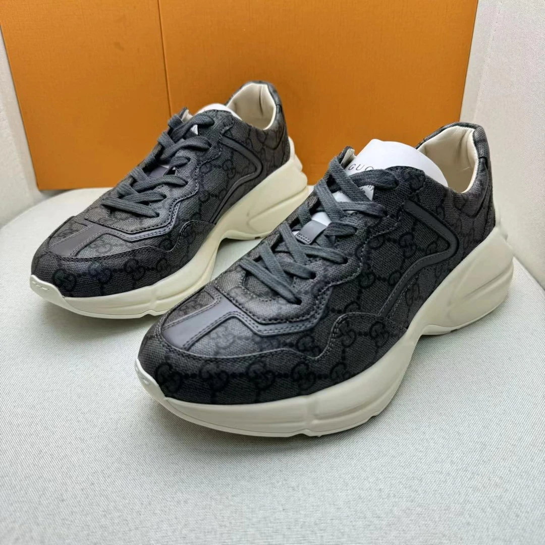 全新未使用 GUCCI/古驰 黑灰双G时尚百搭厚底运动老爹鞋/多尺码