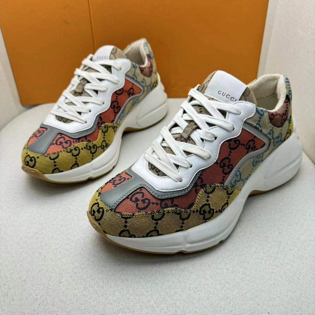 未使用 GUCCI/古驰 彩色双G满印印花时尚厚底老爹鞋 多尺码/全新