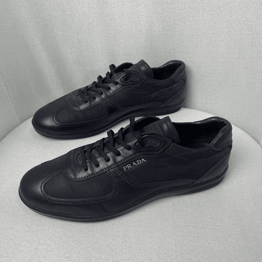 Prada/普拉达黑色舒适透气百搭低帮休闲运动鞋/41欧/97新