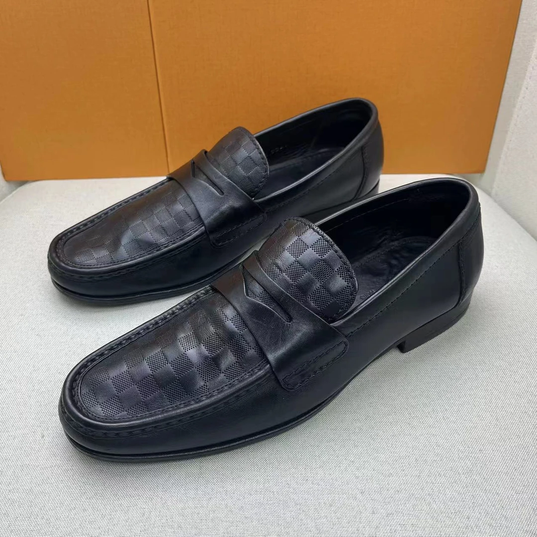 LouisVuitton/路易威登黑色棋盘格时尚百搭低帮皮鞋/39.5欧/97新