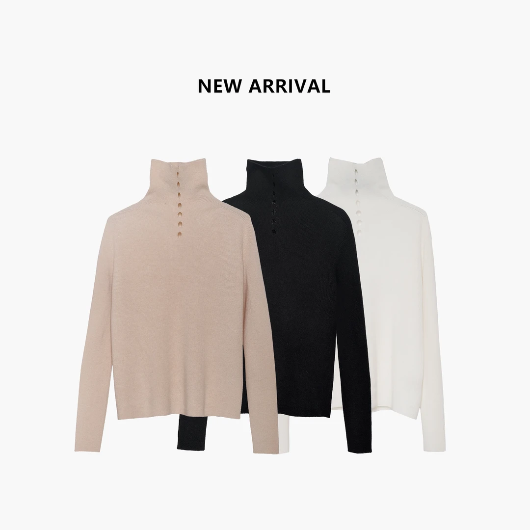 【伦敦推荐】堆堆领毛衣女秋冬打底衫高领长袖套头针织衫上衣LDS430