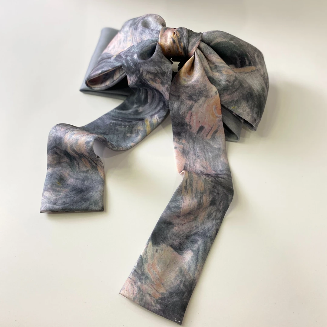 法式缎面蝴蝶结飘带抓夹小众手工发饰发夹2024百搭气质发卡头饰