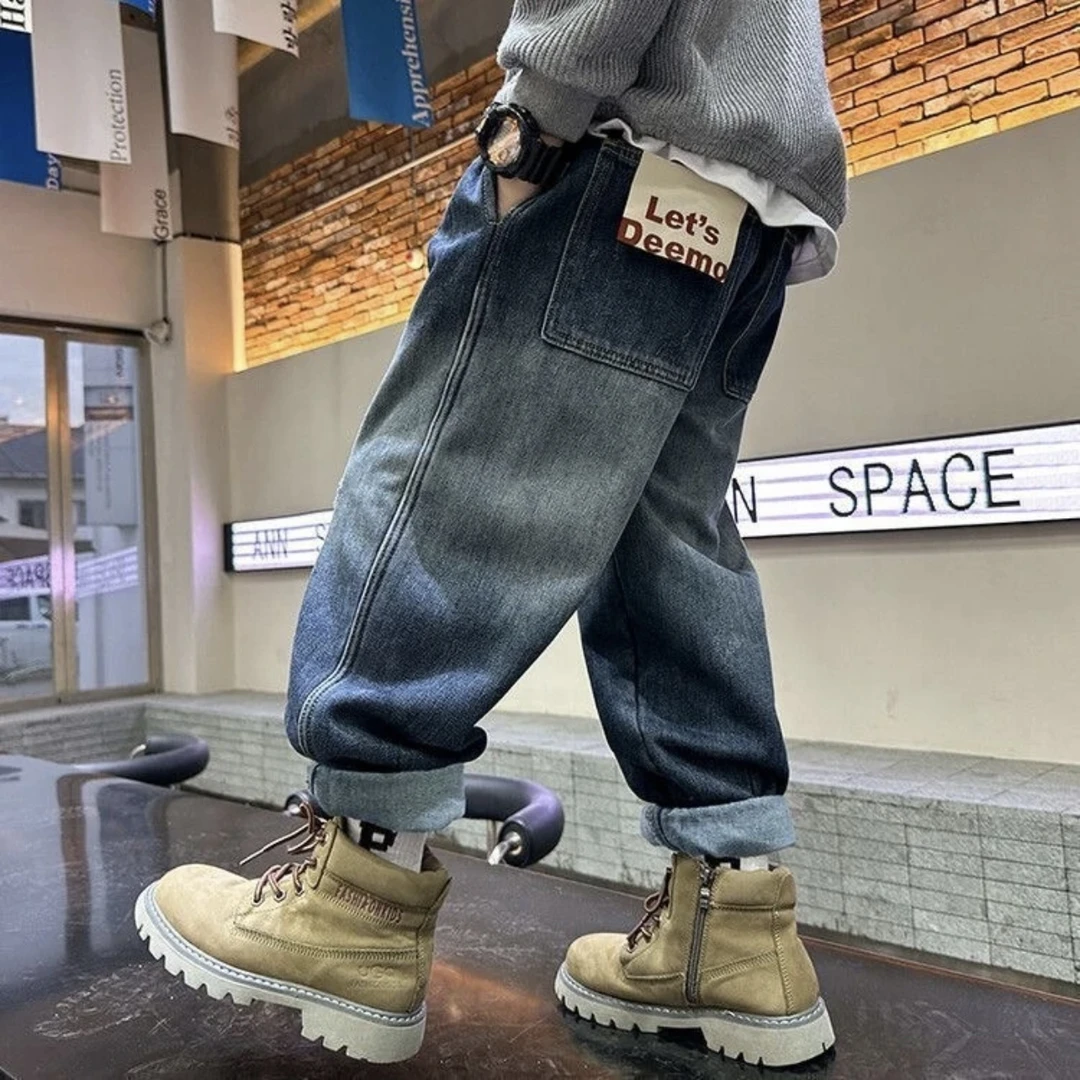 儿童裤子春秋男童宽松休闲牛仔裤2025年新款中大童韩版时尚