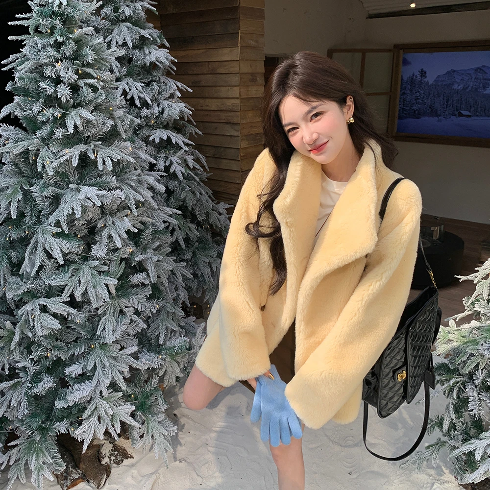 羊羔毛外套女中长款皮草毛毛大衣2025冬季新款24231