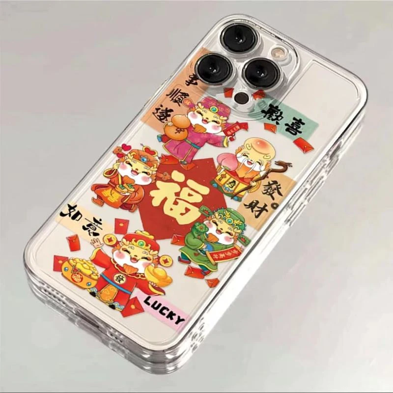 财神爷送祝福苹果iPhone15/14手机壳13p新年12/11promax/xsmax/xs