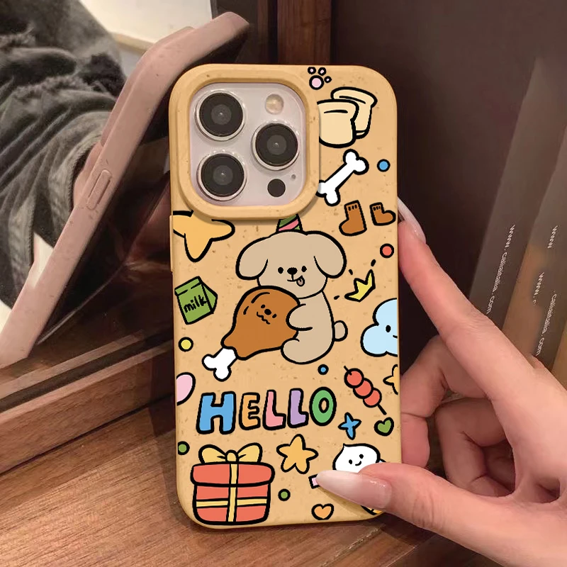抱鸡腿小黄狗苹果14promax手机壳xs可爱11/12防摔13p/15pro软壳xr