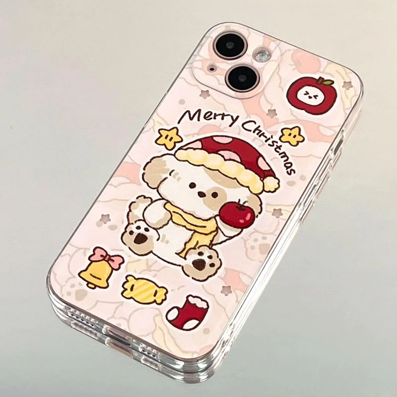 可爱圣诞帽小狗苹果15/14promax软iPhone13/12/11pro手机壳xs/78p