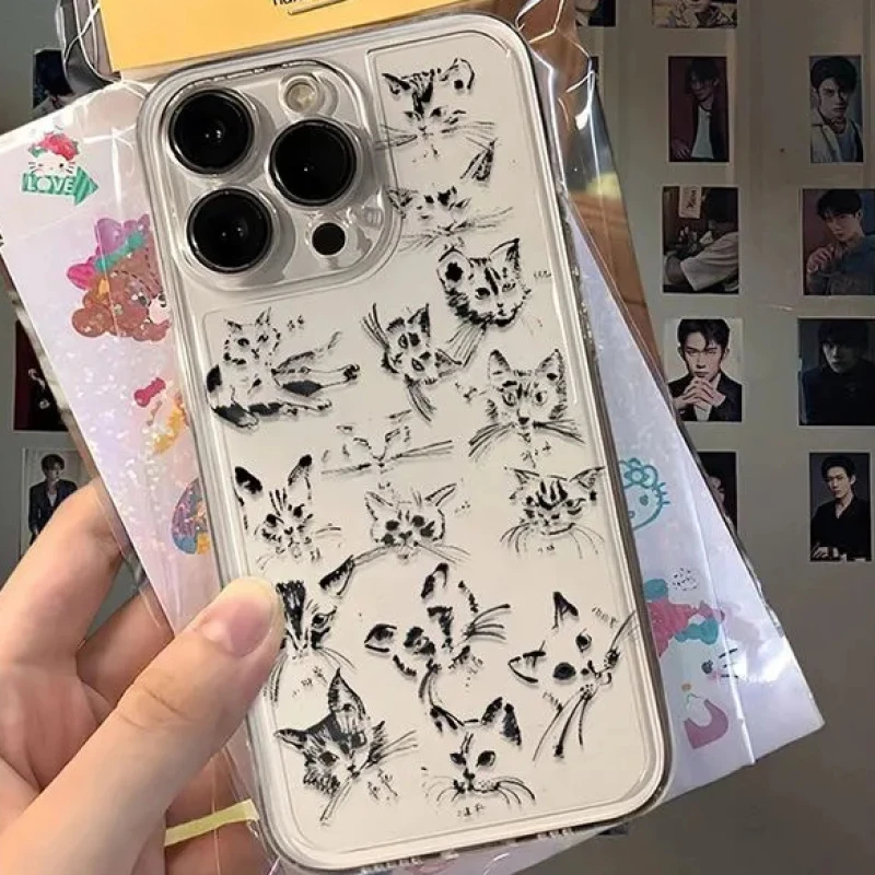 易烊千玺画的猫iPhone14Pro苹果15手机壳13全包12女11硅胶xr/x防7