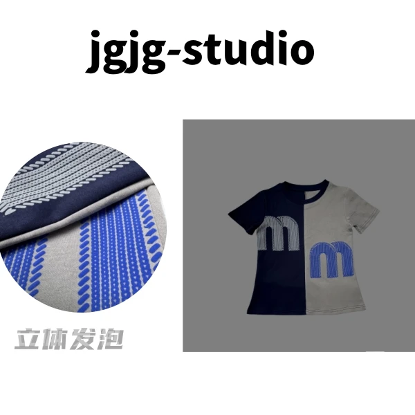 JGJG- 双拼M字~新款短袖T恤宽松重工上衣夏季个性圆领