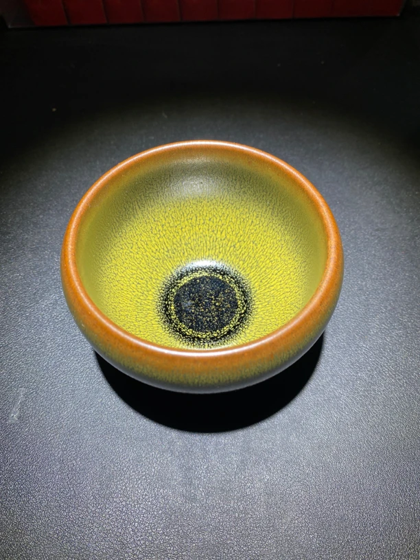 绿鹧鸪无足钵主人杯纯釉中结晶油润十足建窑建盏铁胎原矿釉8.8高6