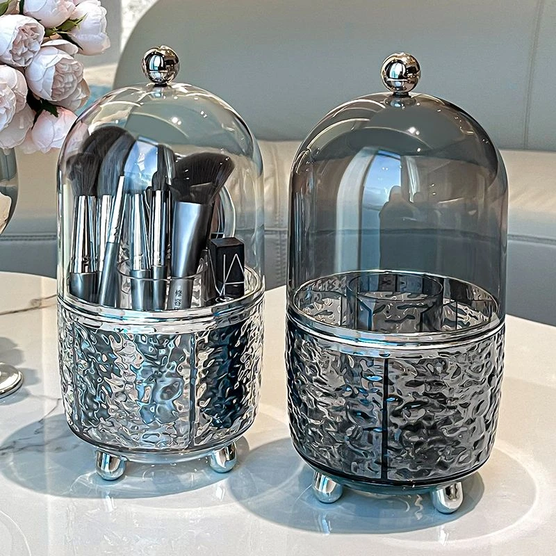 轻奢化妆刷收纳桶旋转带盖防尘化妆刷筒口红美妆刷子眼线笔收纳盒