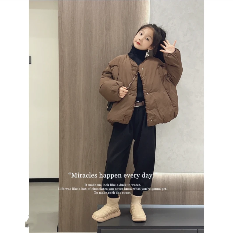 女童棉服2024新款秋冬超好看中大童韩系休闲冬装宽松面包服