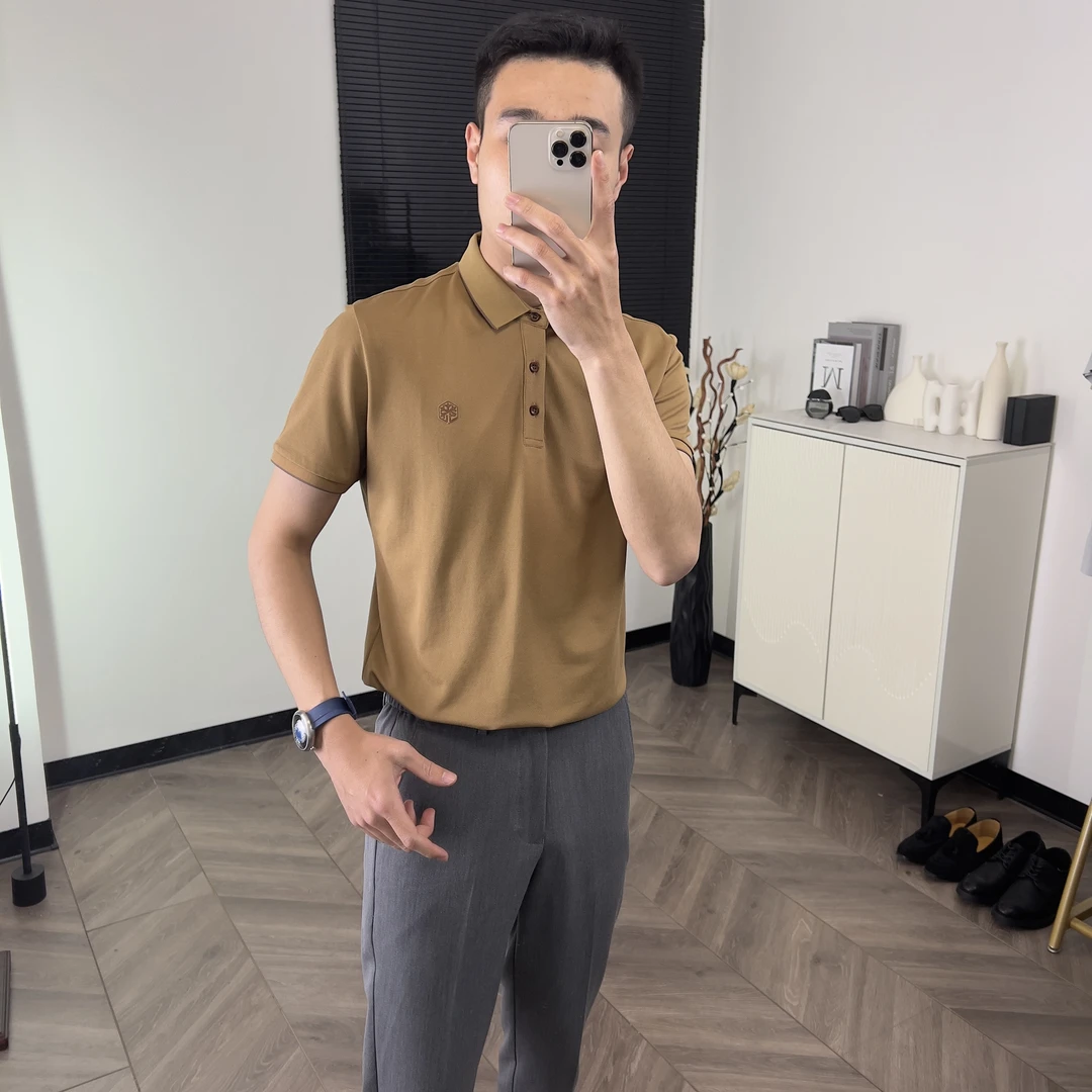 蚕丝棉polo衫男短袖夏季t恤2023款高端商务薄款速干保罗日系休闲