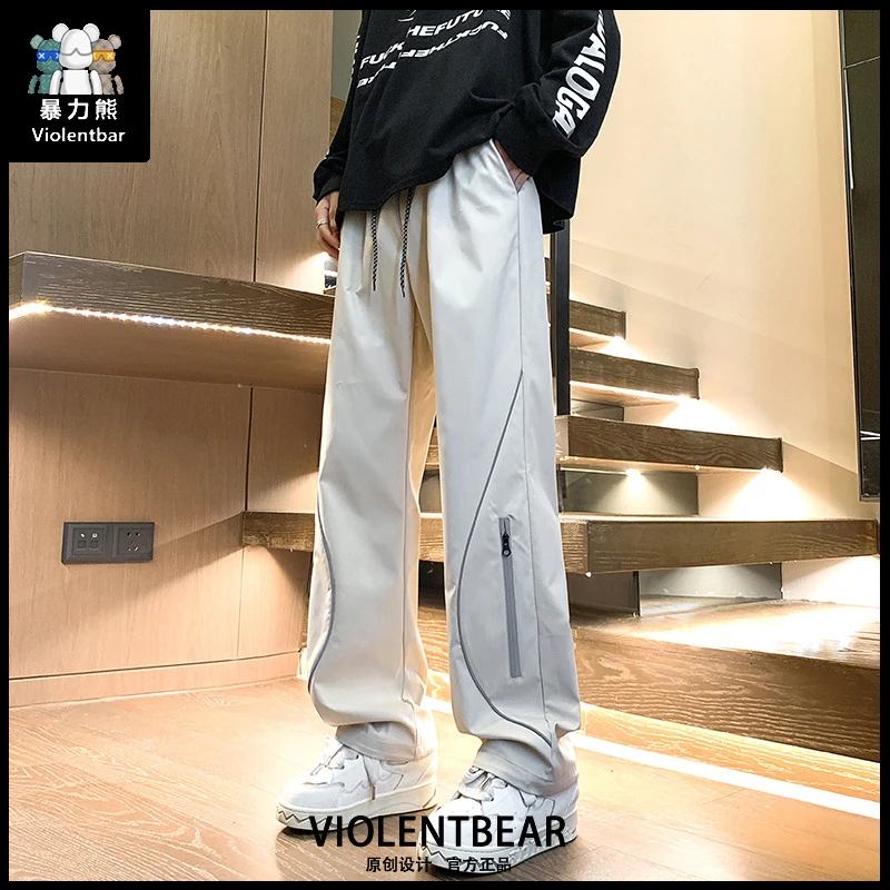 暴力熊正品官方裤子男秋冬季潮牌运动卫裤宽松垂坠感阔腿长裤