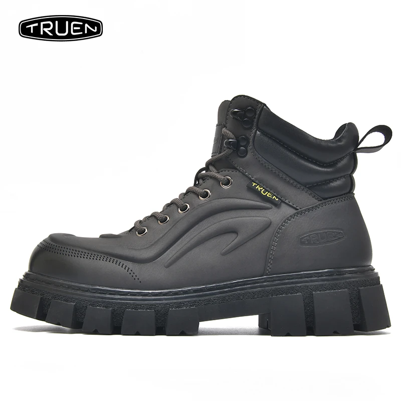 TRUE-N/真恩男士马丁靴工装高帮冬季美式复古厚底增高中筒潮男靴