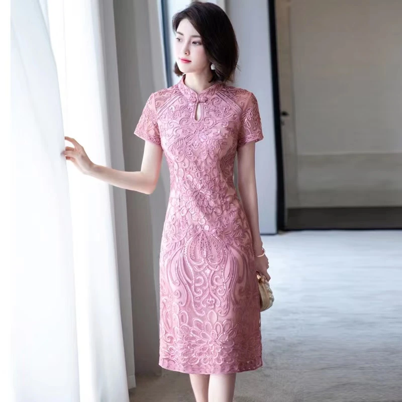 showtwelve气质洋气年轻喜中式婚宴小个子结婚妈妈改良旗袍连衣裙