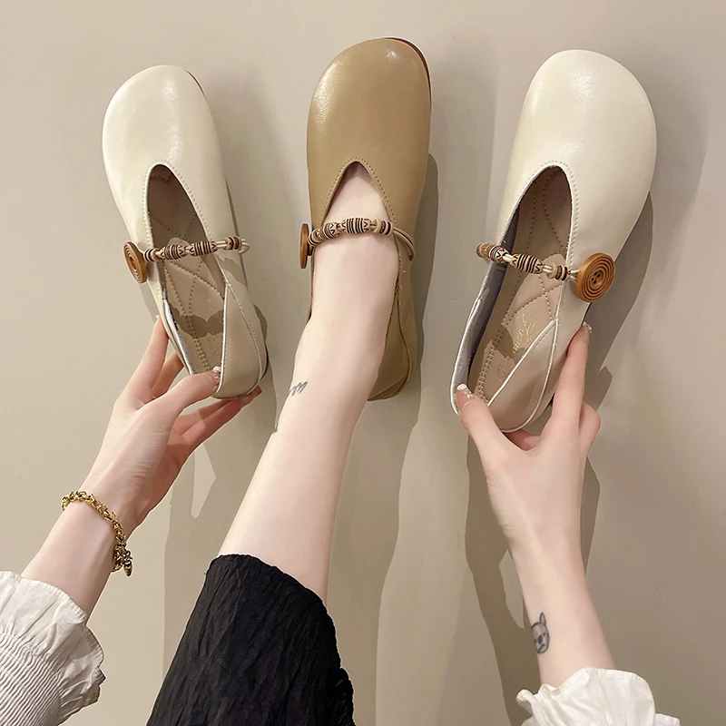 舒适玛丽珍单鞋女2023春季新款晚晚风温柔平底休闲复古豆豆鞋