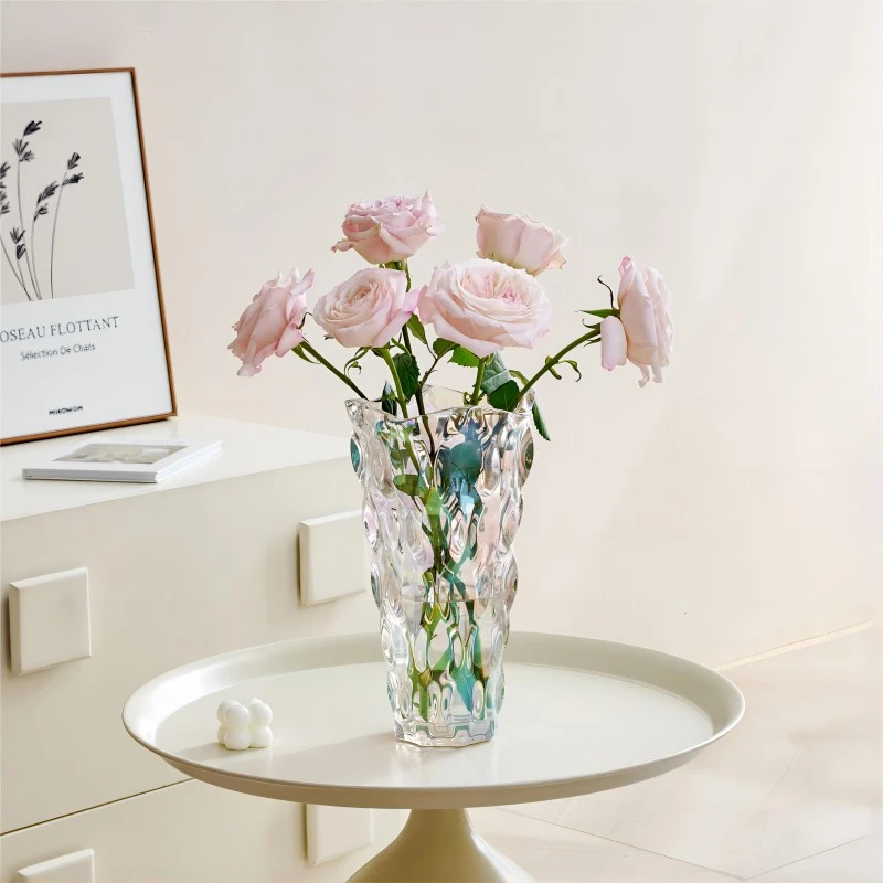 【专享】波西米亚轻奢北欧ins风水晶玻璃花瓶摆件水养插花玫瑰小号