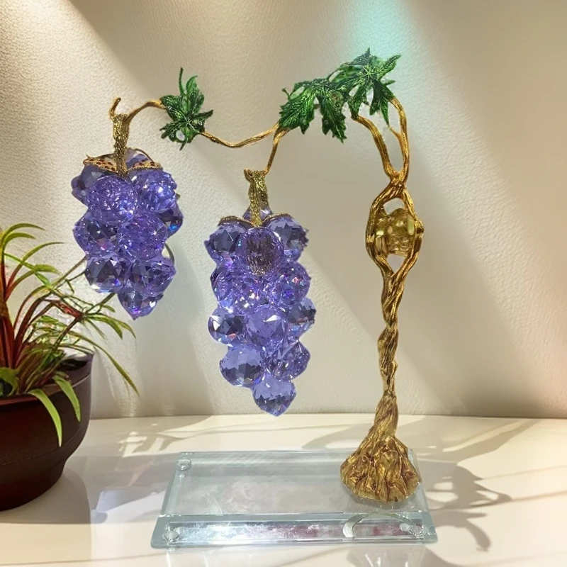 轻奢家居创意装饰品礼品水晶葡萄摆件挂件花器高档工艺品客厅书架
