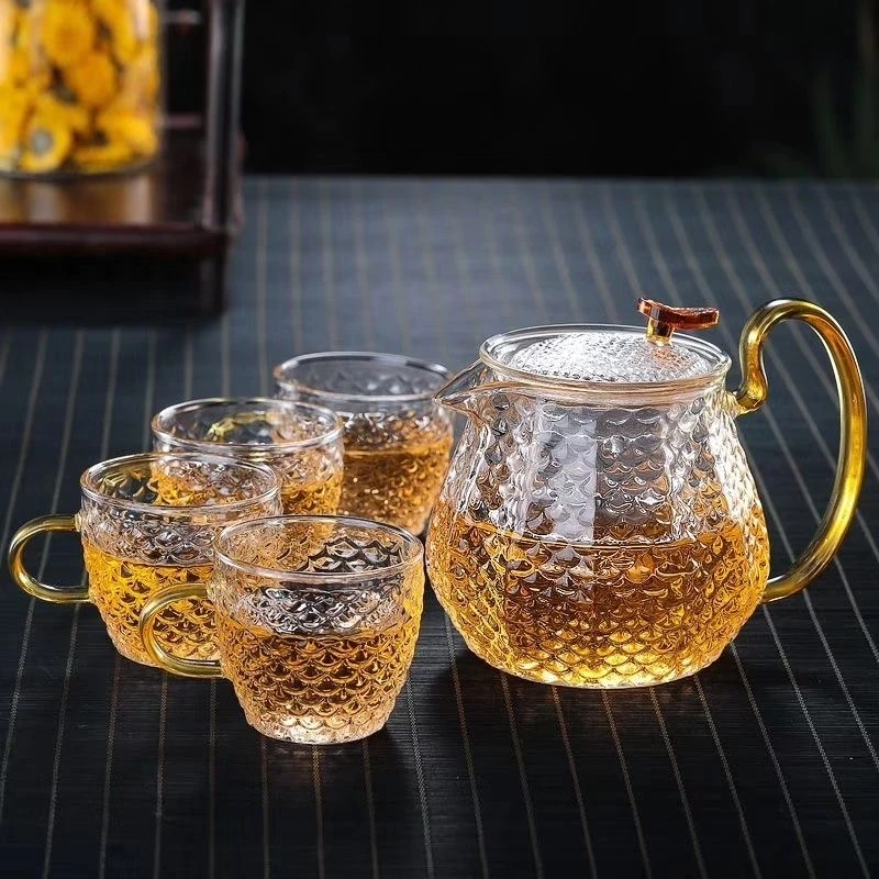 龙鳞茶壶套装高硼硅耐高温办公室会客家用泡茶龙香壶